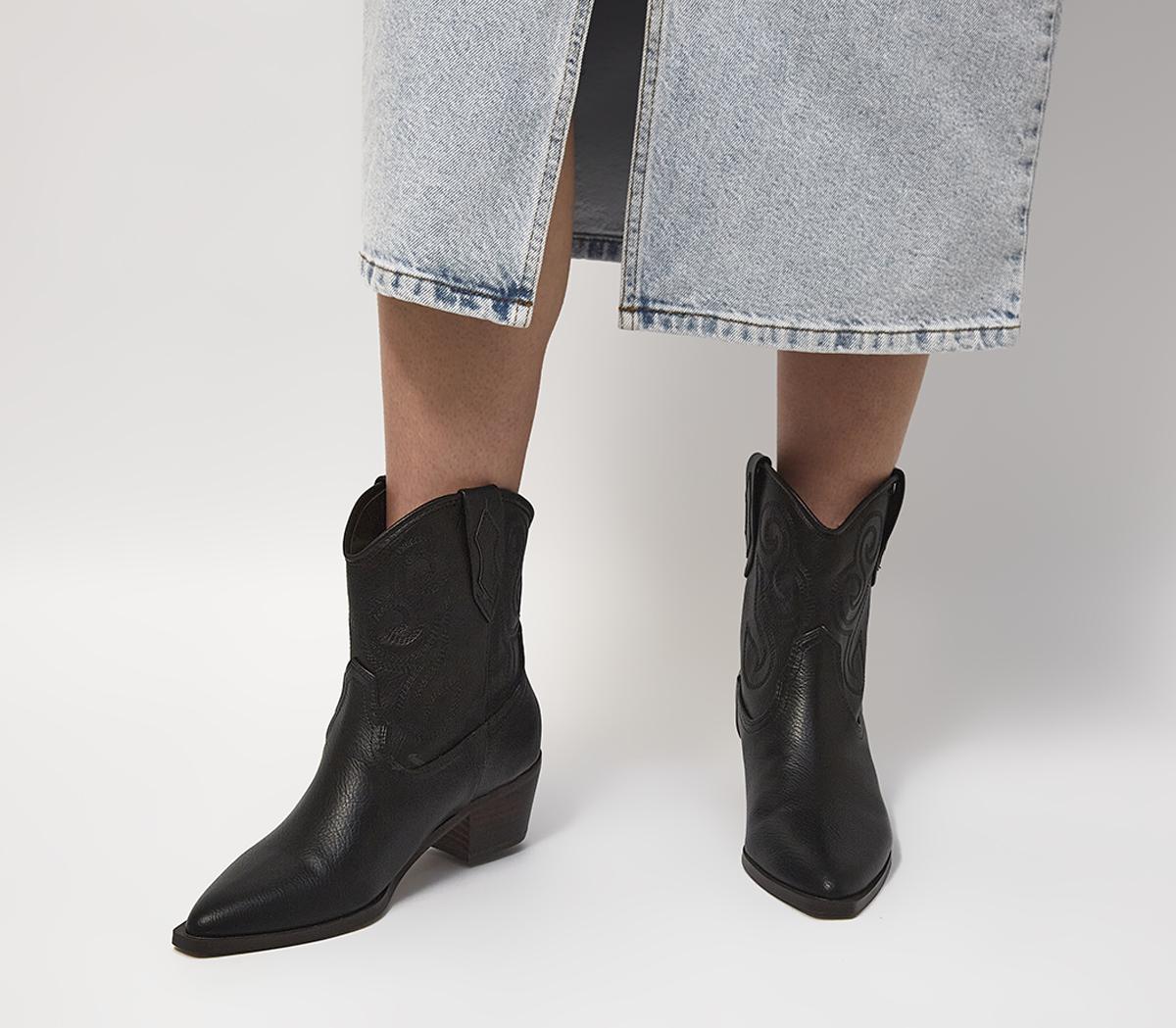 OFFICE Astoria Stitch Detail Western Boots OFFICE Astoria Stitch Detail Western Boots Black