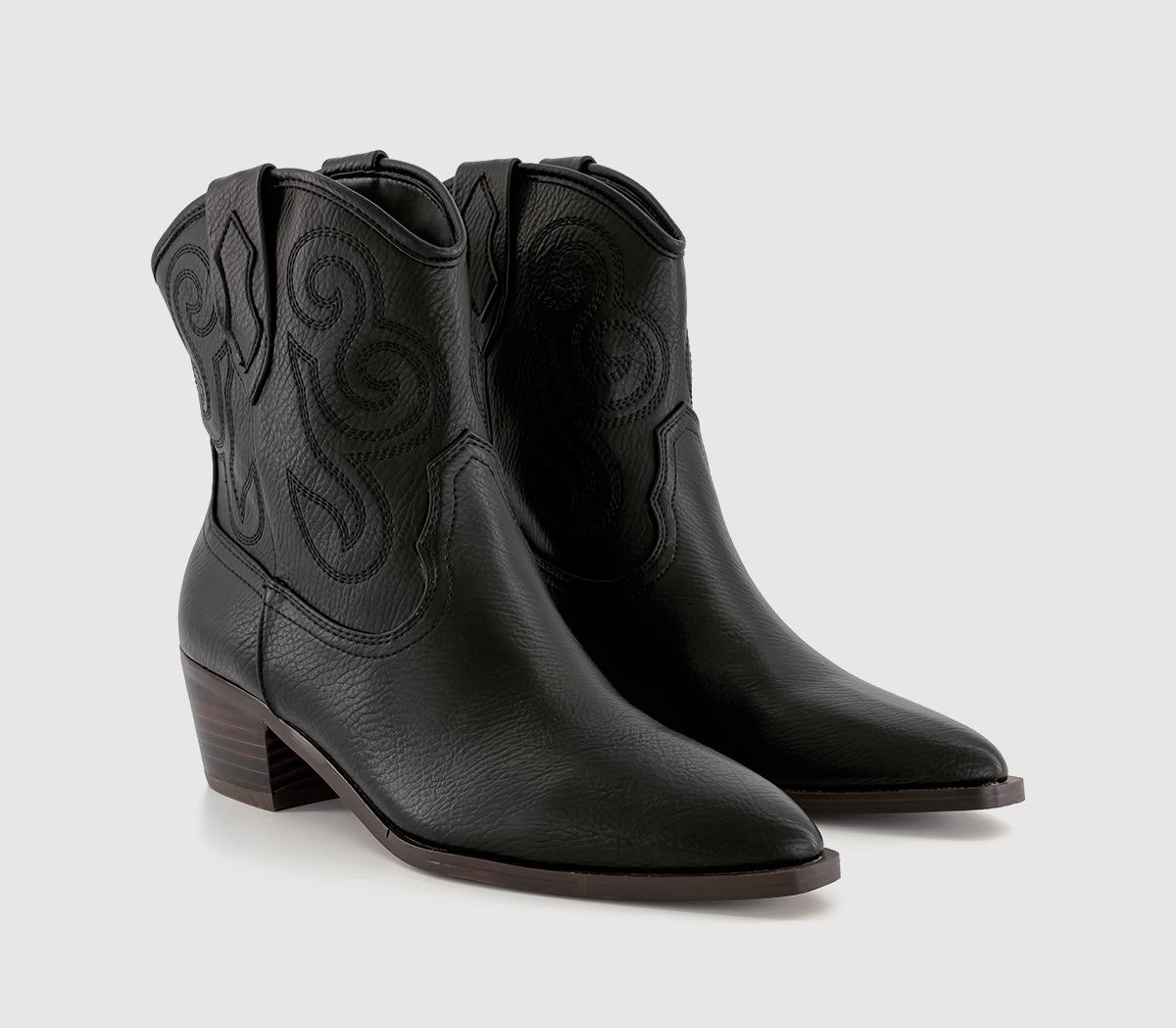 OFFICEAstoria Stitch Detail Western BootsBlack