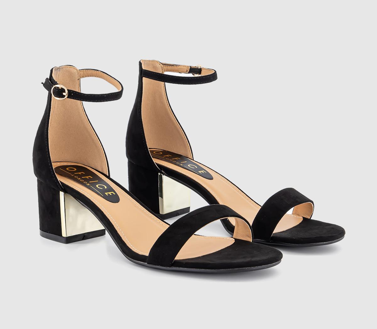 OFFICE Mack Heel Clip Two Part Sandals Black - Mid Heels