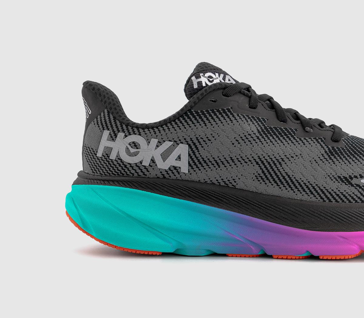 HOKA Clifton 9 Trainers Black Electric Aqua F - Women's Trainers