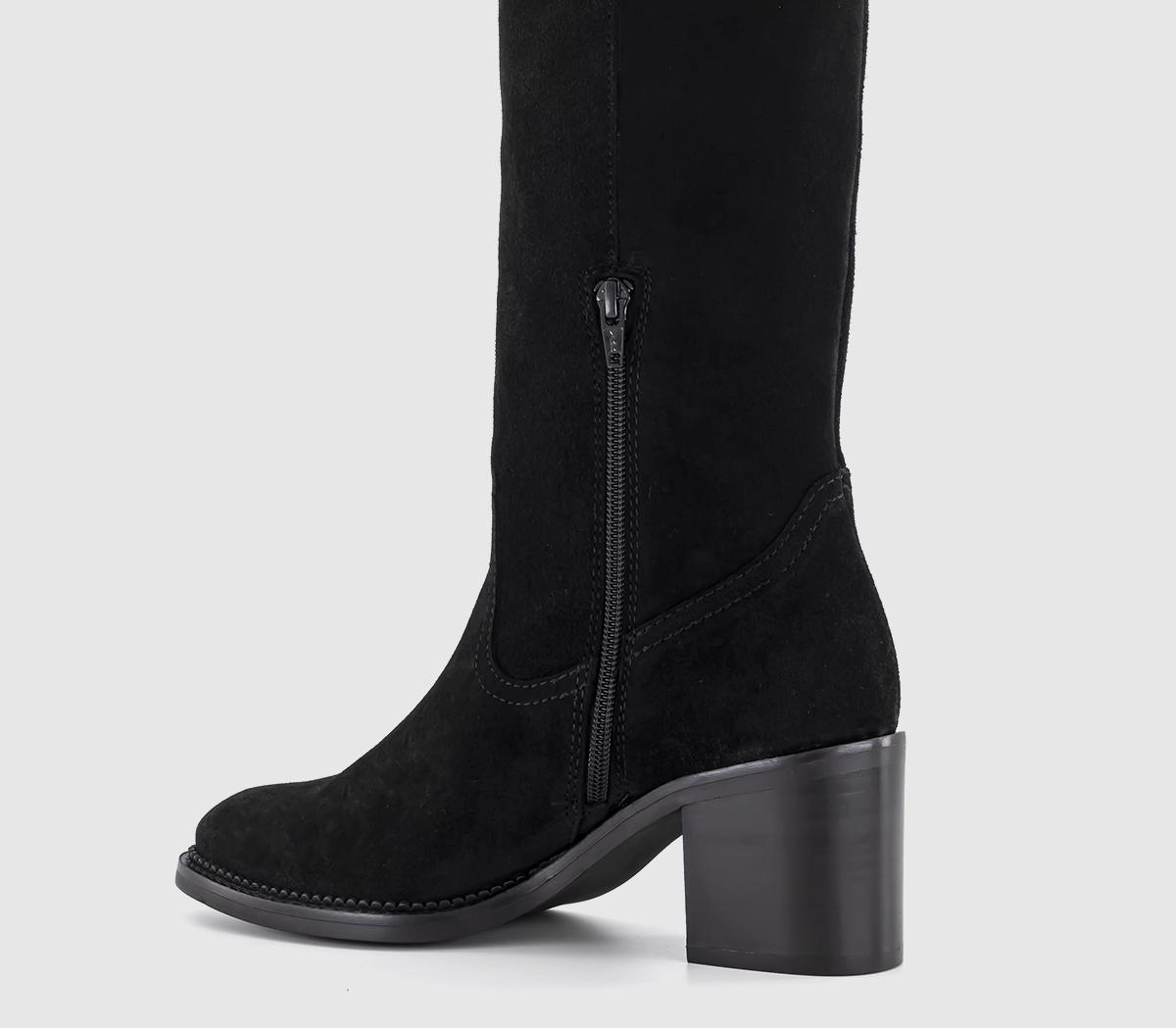 OFFICEKnockout Heeled Knee High BootsBlack Suede