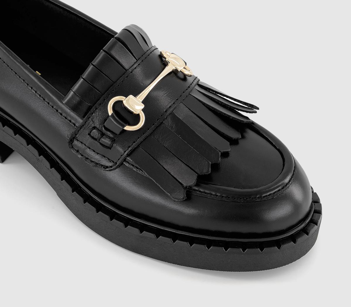 OFFICE Floris Chunky Snaffle Loafers Black Leather - Flat Shoes for Women