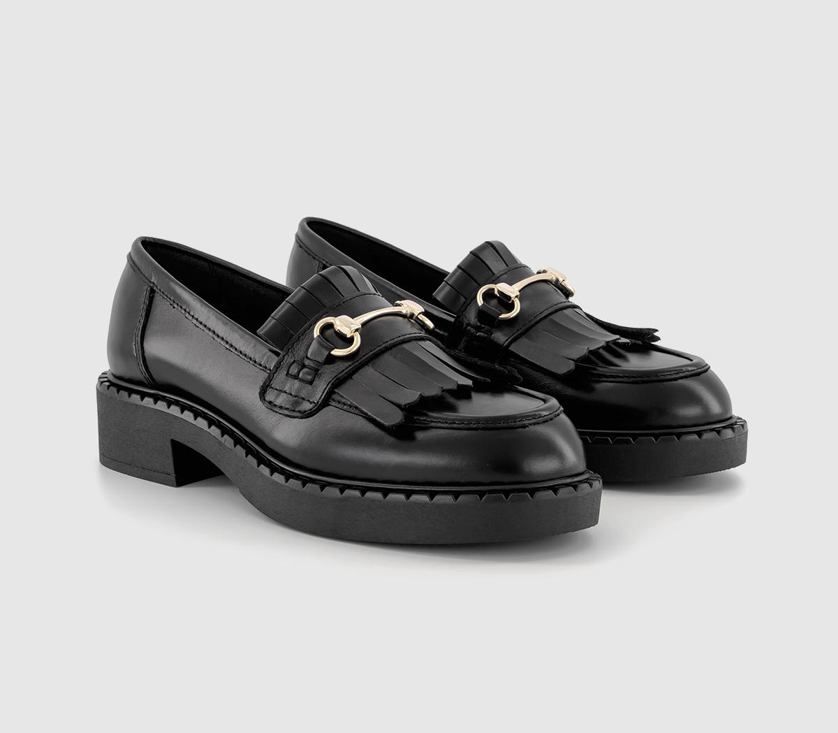 OFFICE Womens Floris Chunky Snaffle Loafers Black Leather, 6