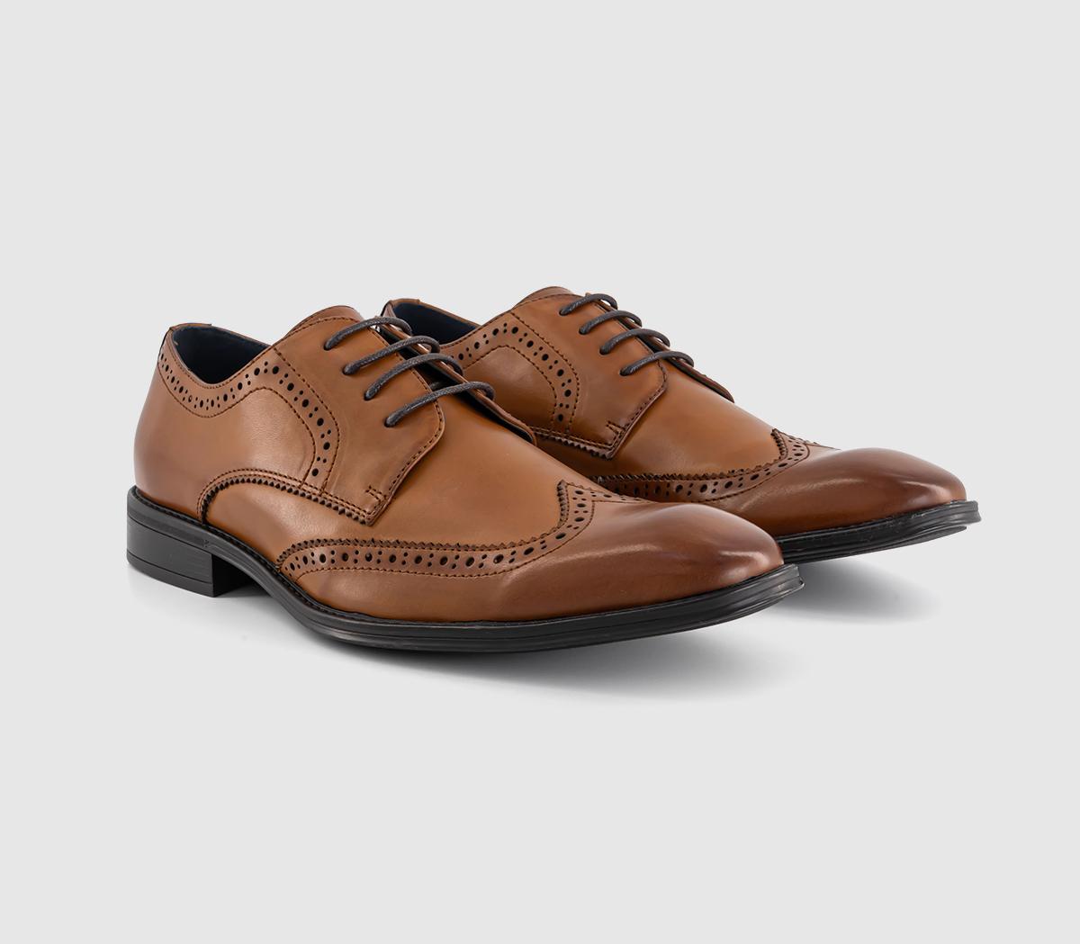 OFFICE Mens Moore Wingtip Brogue Shoes Tan, 12