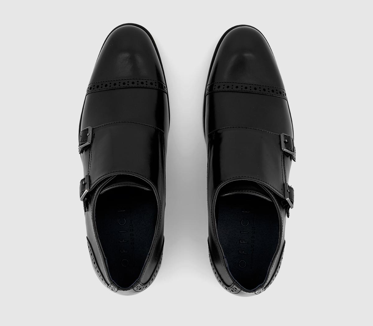 OFFICE Markham Toecap Double Monk Strap Shoes Black - Men’s Smart Shoes