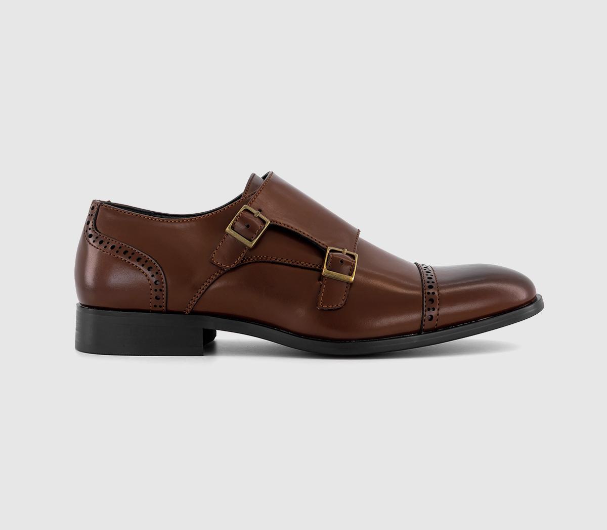 OFFICE Markham Toecap Double Monk Strap Shoes Brown - Men’s Smart Shoes