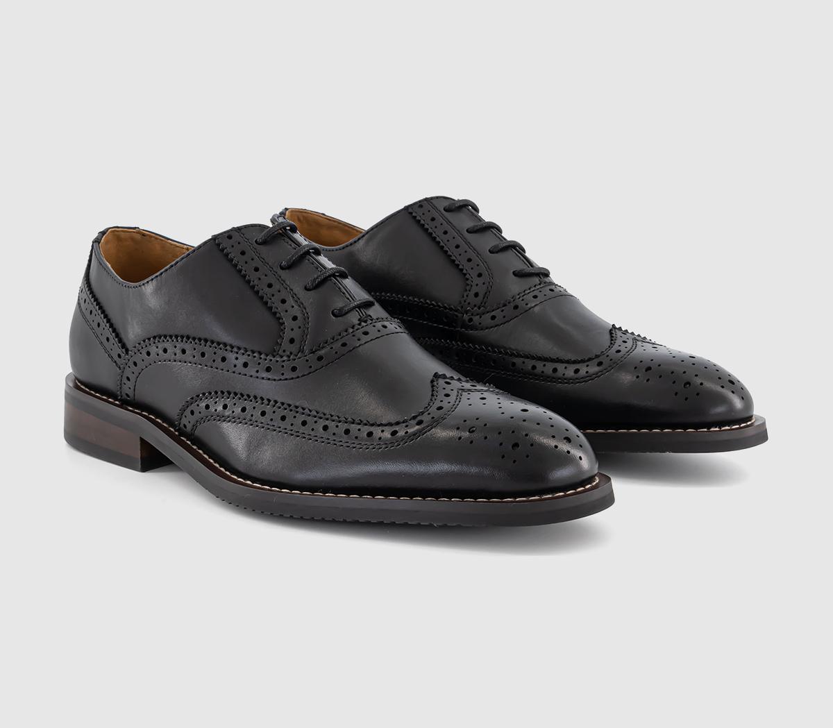 OFFICE Mens Mariner Wingcap Brogue Shoes Black Leather, 9