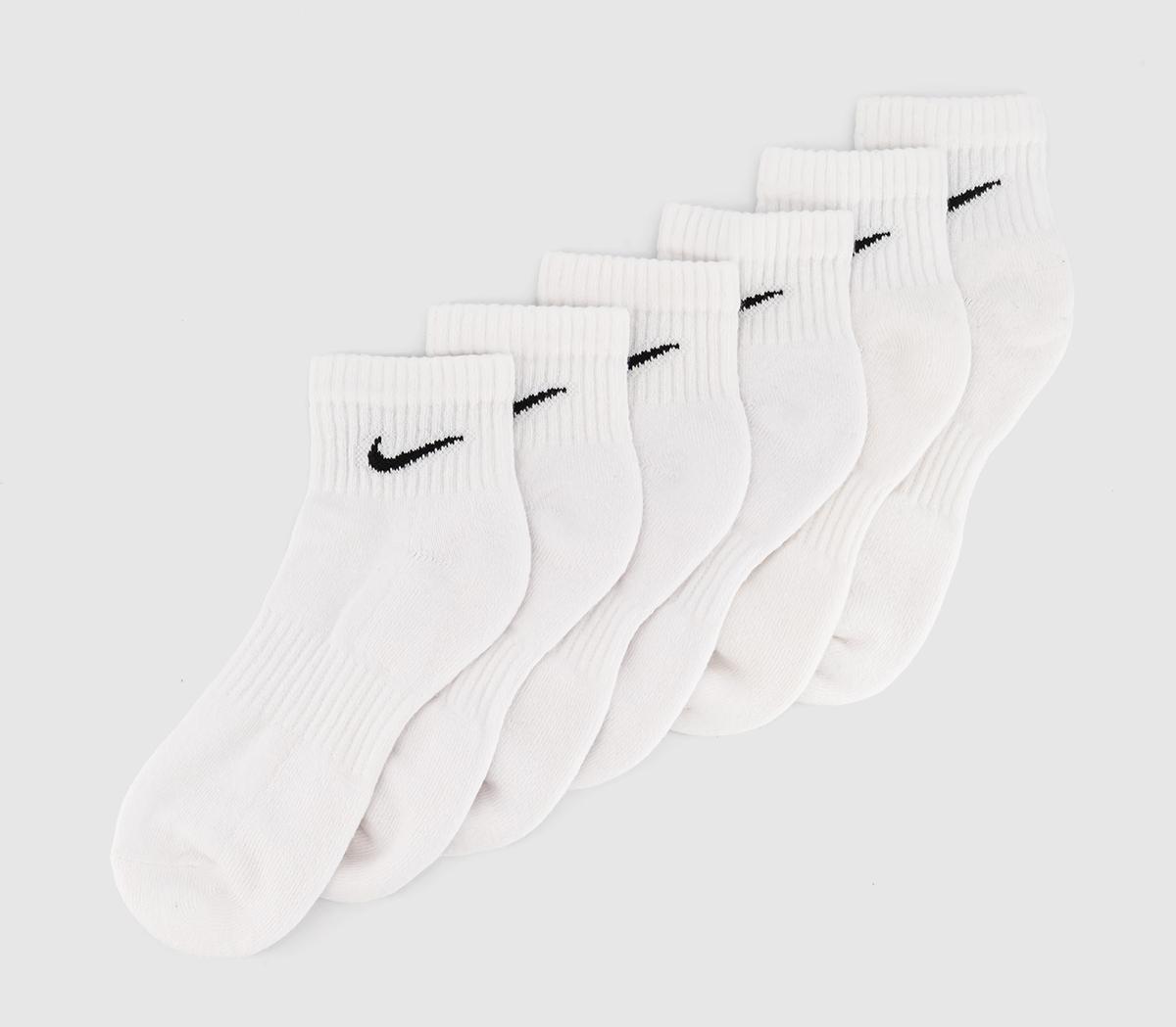 Nike Training Ankle Socks 6 Pairs White Black, L