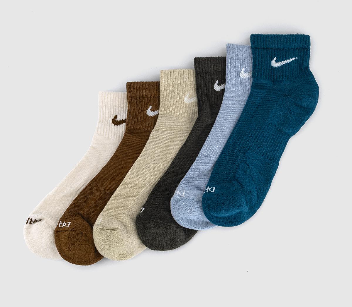 NikeTraining Ankle Socks 6 Pairs NikeTraining Ankle Socks 6 PairsNavy Brown Cream