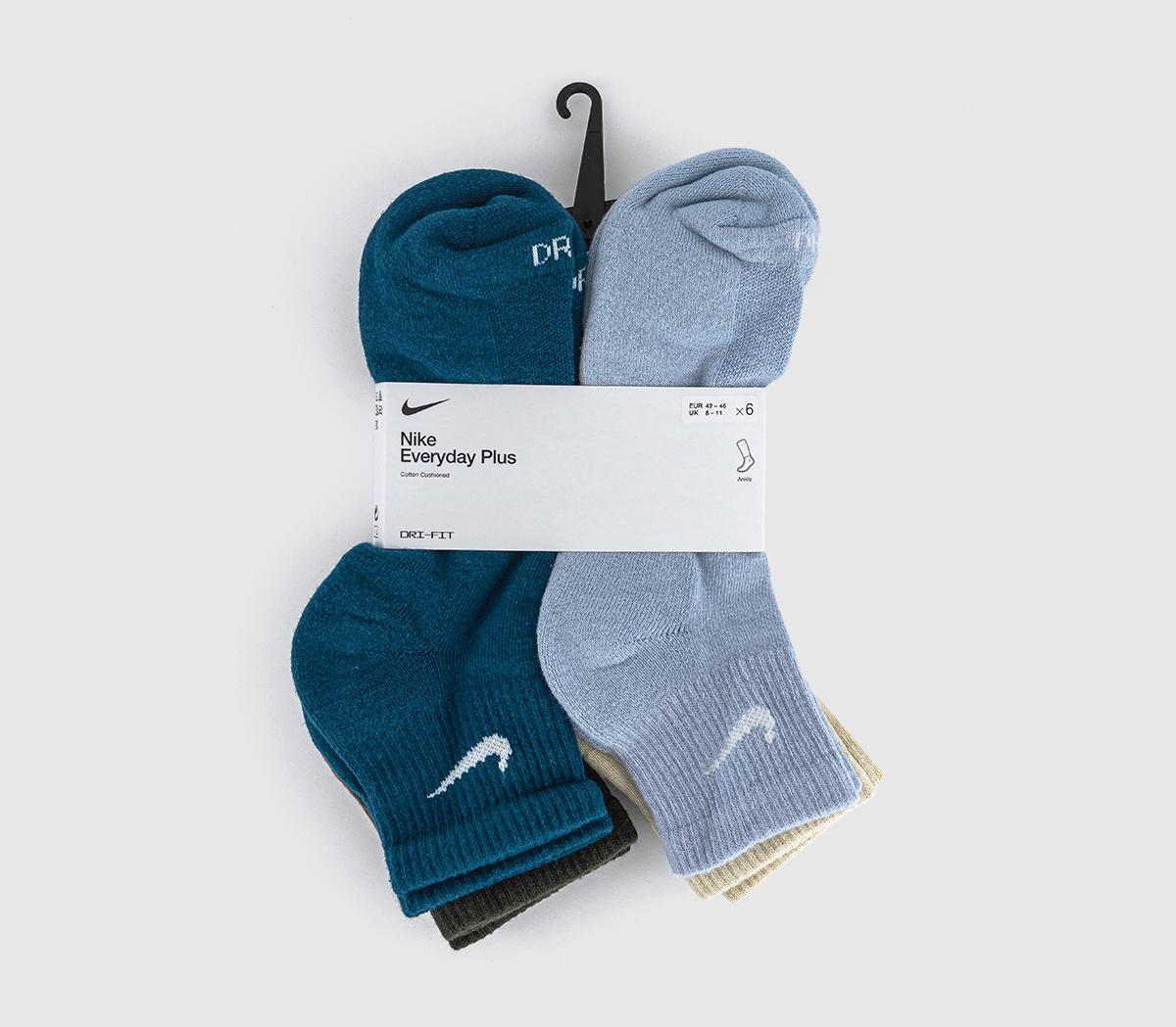 NikeTraining Ankle Socks 6 Pairs NikeTraining Ankle Socks 6 PairsNavy Brown Cream