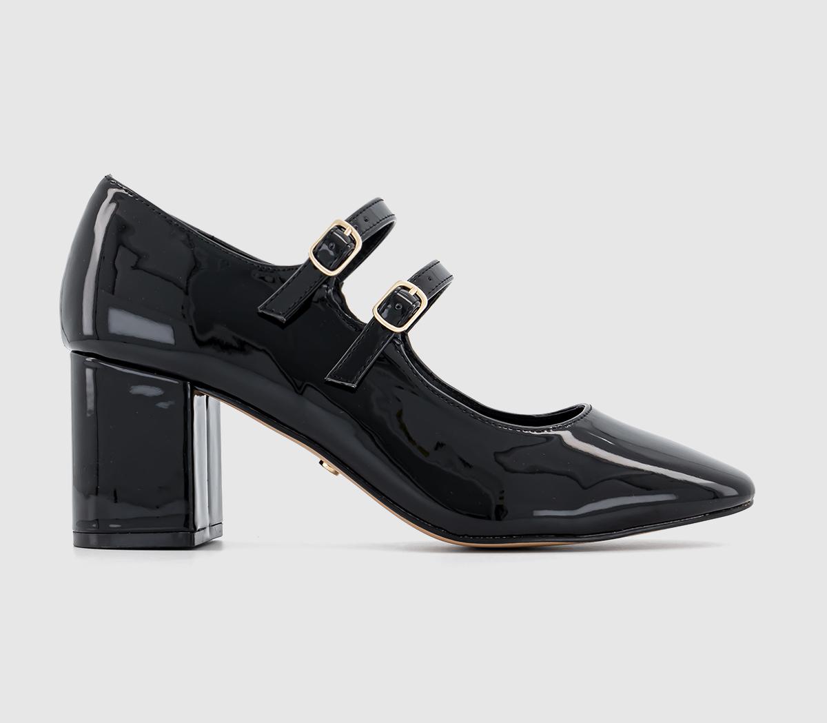 OFFICE Madame Two Strap Mary Janes Black - Mid Heels
