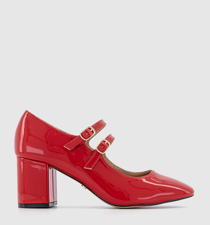 OFFICE Madame Two Strap Mary Janes Red Patent