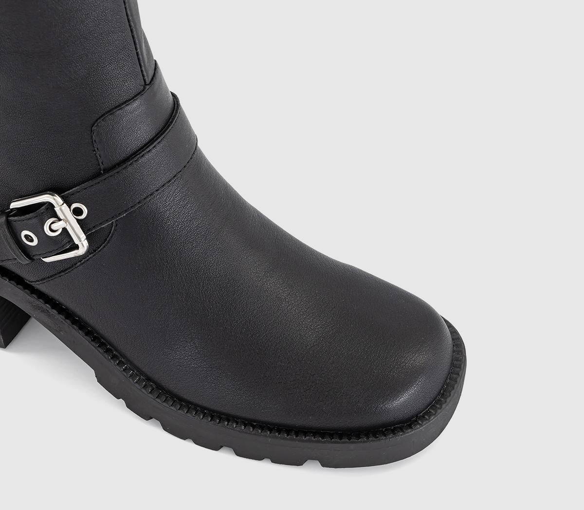OFFICEAffinity Cleated Sole Buckle Platform Boots OFFICEAffinity Cleated Sole Buckle Platform BootsBlack Leather