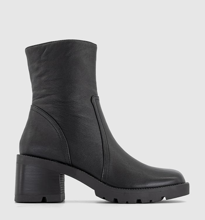 OFFICE Amplify Cleated Sole Platform Boots Black Leather