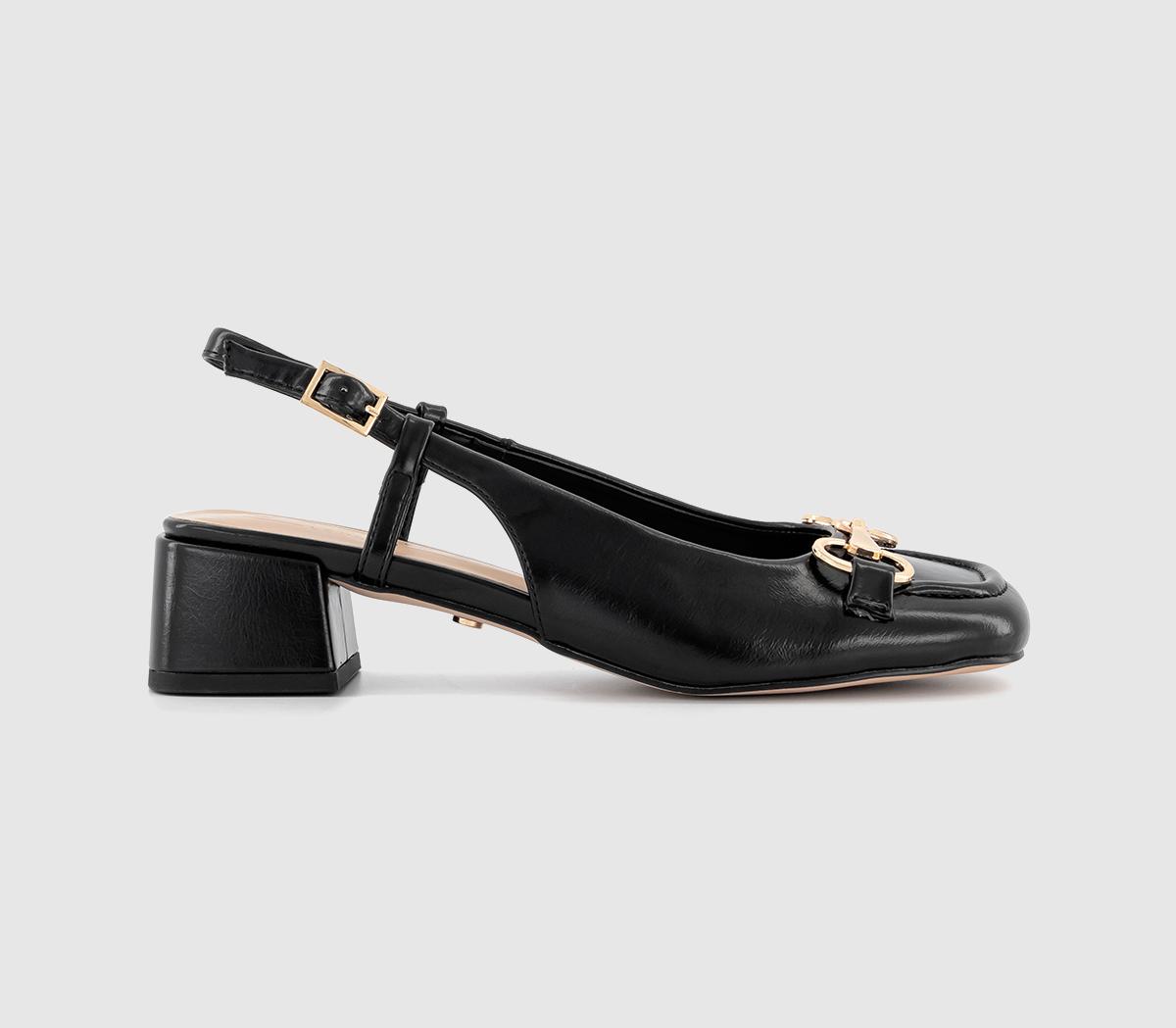 Montana Slingback Trim Court Heels Black