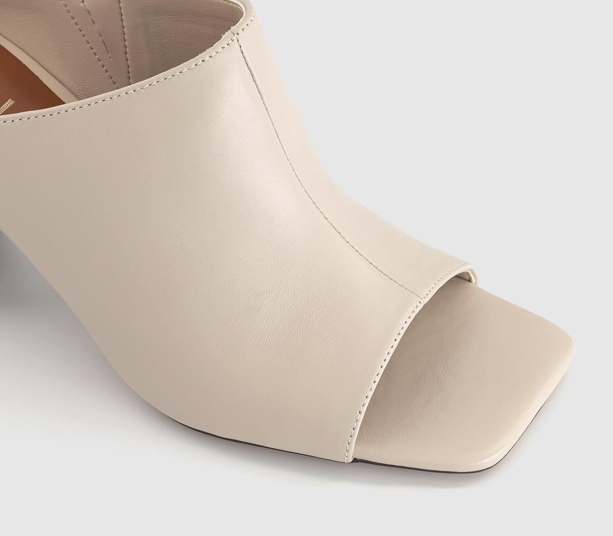 OFFICE Marlowe High Cut Mules Off White Leather - Mid Heels