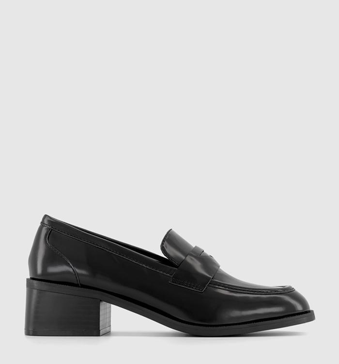 OFFICE Fletching Heeled Loafers Black Leather