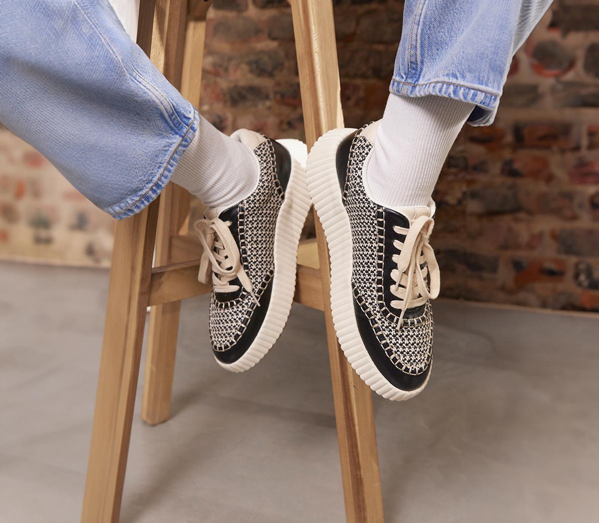 OFFICEFlo Woven Lace Up Trainers OFFICEFlo Woven Lace Up TrainersBlack Mix
