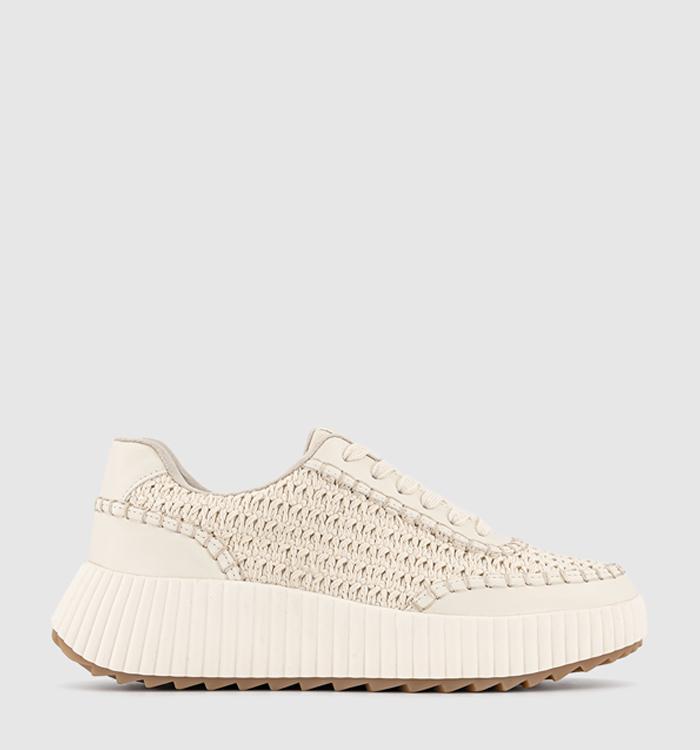 OFFICE Flo Woven Lace Up Trainers Off White Mix