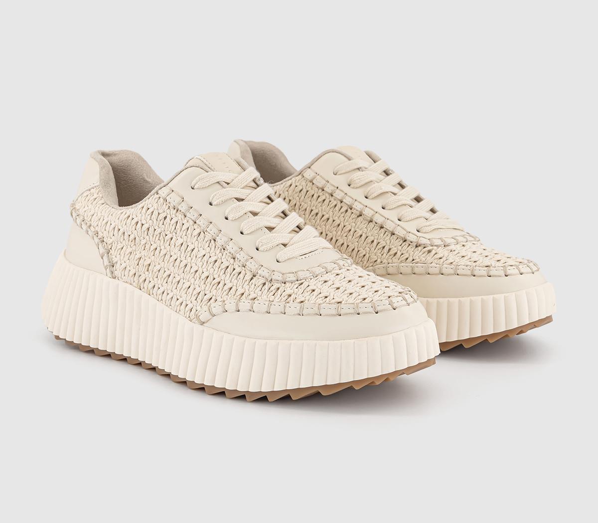OFFICE Flo Woven Lace Up Trainers Off White Mix - Flat Shoes for Women