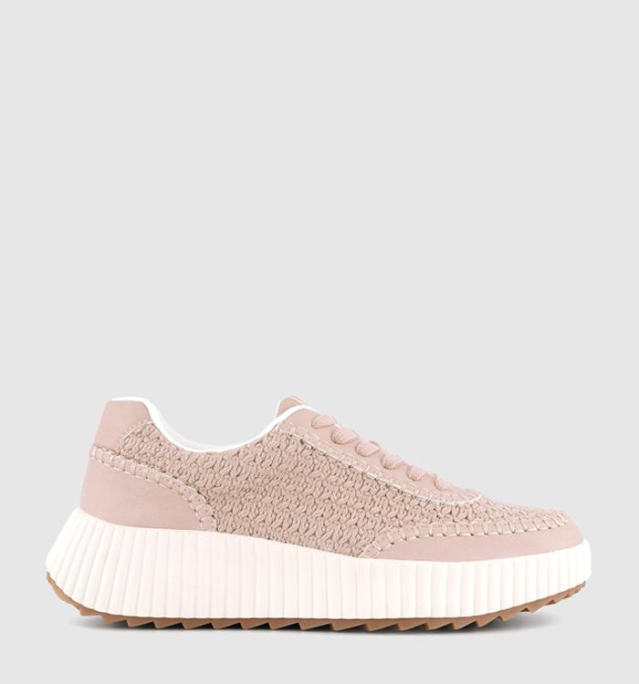 OFFICE Flo Woven Lace Up Trainers Pink Mix