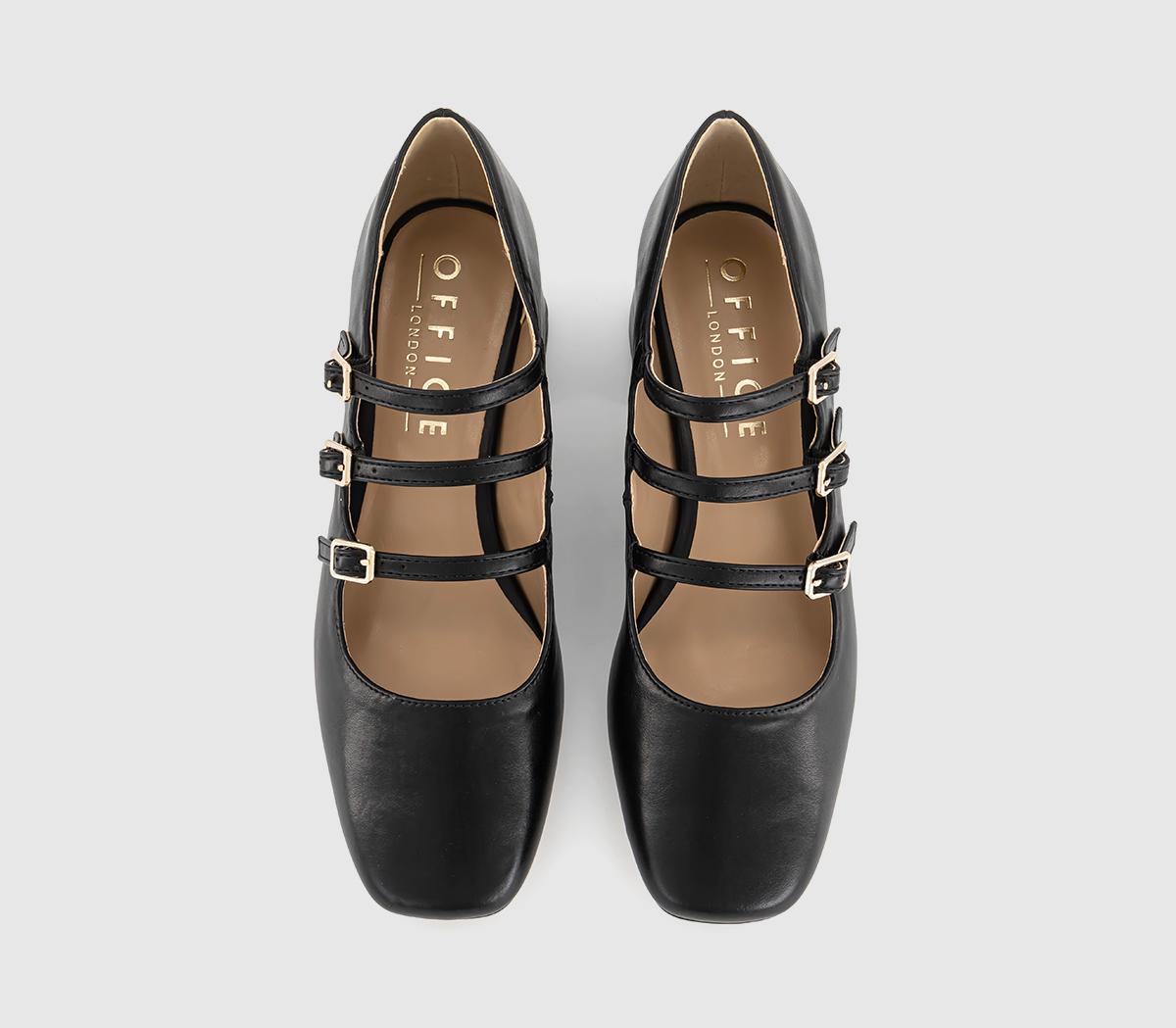OFFICEMarvellous Triple Stap Mary Jane Block HeelsBlack