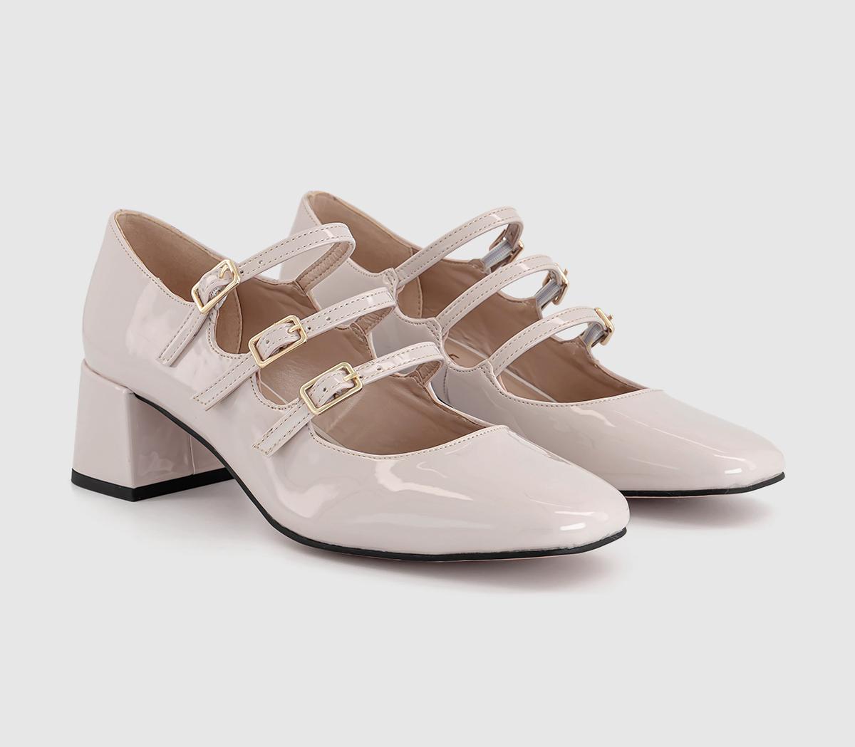 OFFICEMarvellous Triple Stap Mary Jane Block Heels OFFICEMarvellous Triple Stap Mary Jane Block HeelsOff White Patent