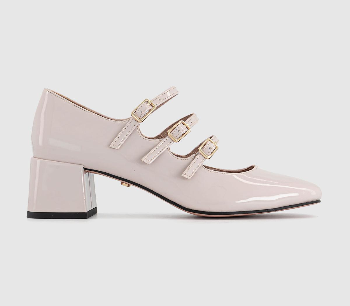 OFFICEMarvellous Triple Stap Mary Jane Block HeelsOff White Patent