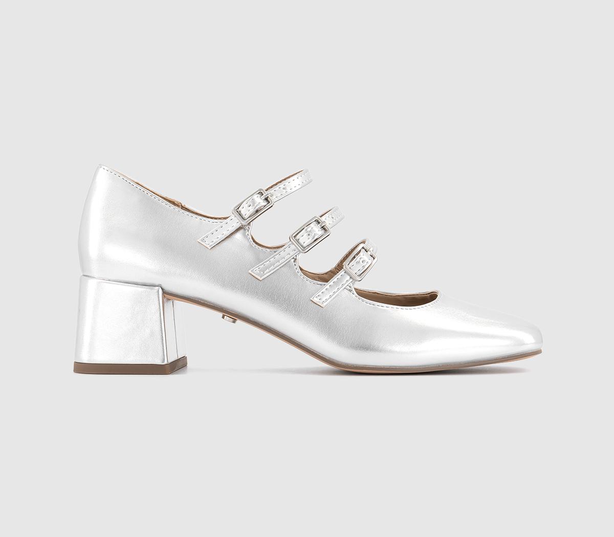 Camina Diamante Embellished 3 Strap Heeled Sandals In White | Miss Diva |  SilkFred US