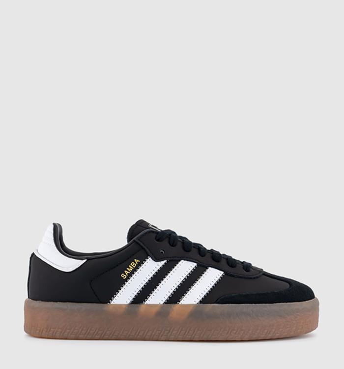 Adidas black trainers white sole on sale