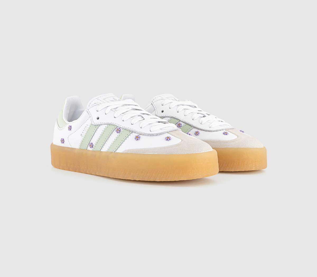 adidasSambae TrainersWhite Linen Green Gum
