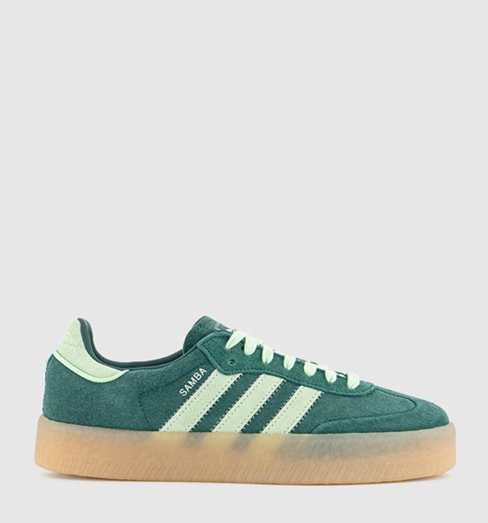 adidas Sambae Trainers Dark Green Lime Green Gum