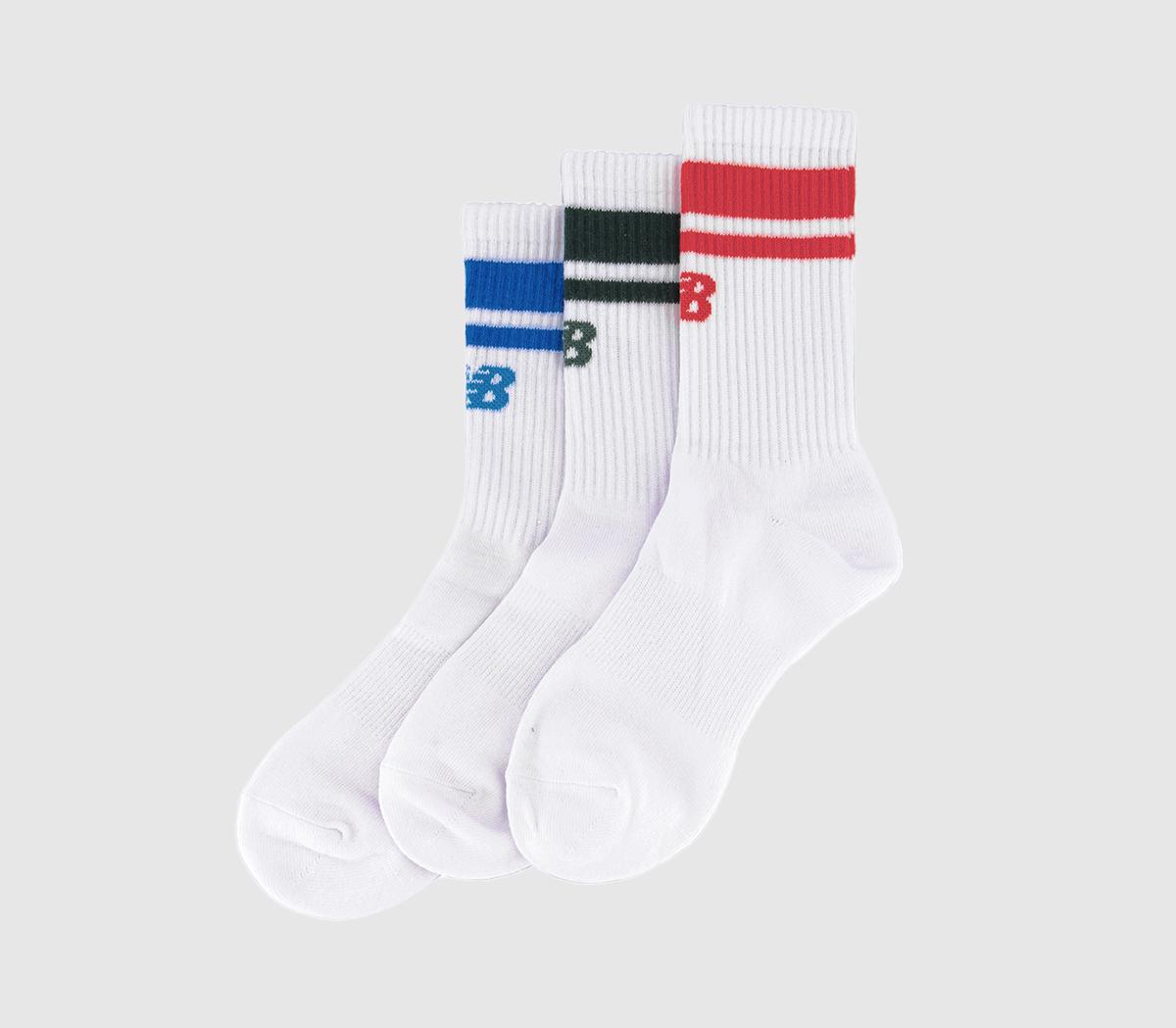 New Balance Socks Essentials Line Midcalf 3 Pairs Black Red Blue Stripe, M