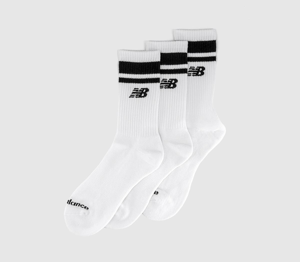 New Balance SocksNB Essentials Line Midcalf 3 Pairs SocksWhite Black Stripe