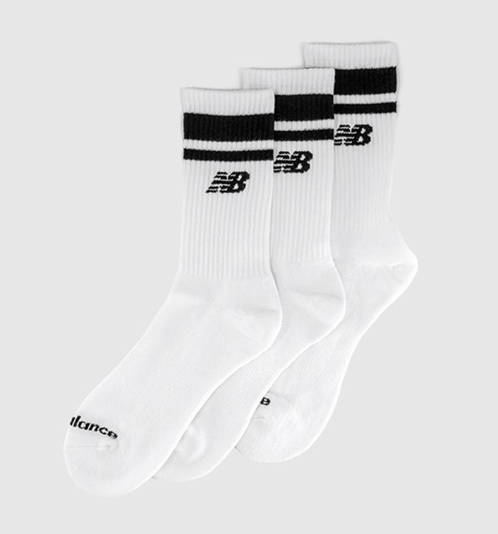 New Balance Socks NB Essentials Line Midcalf 3 Pairs Socks White Black Stripe