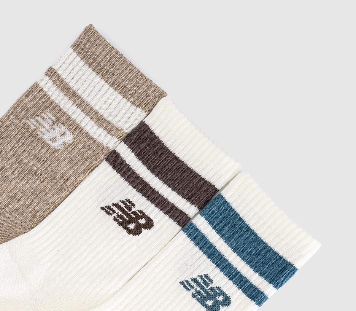 New Balance SocksNb Essentials Line Midcalf 3 Pairs SocksStone Chocolate Teal Stripe