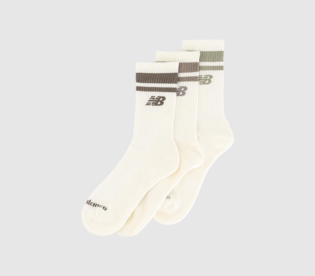 New Balance Socks NB Essentials Line Midcalf 3 Pairs Nude Stripe Natural, L