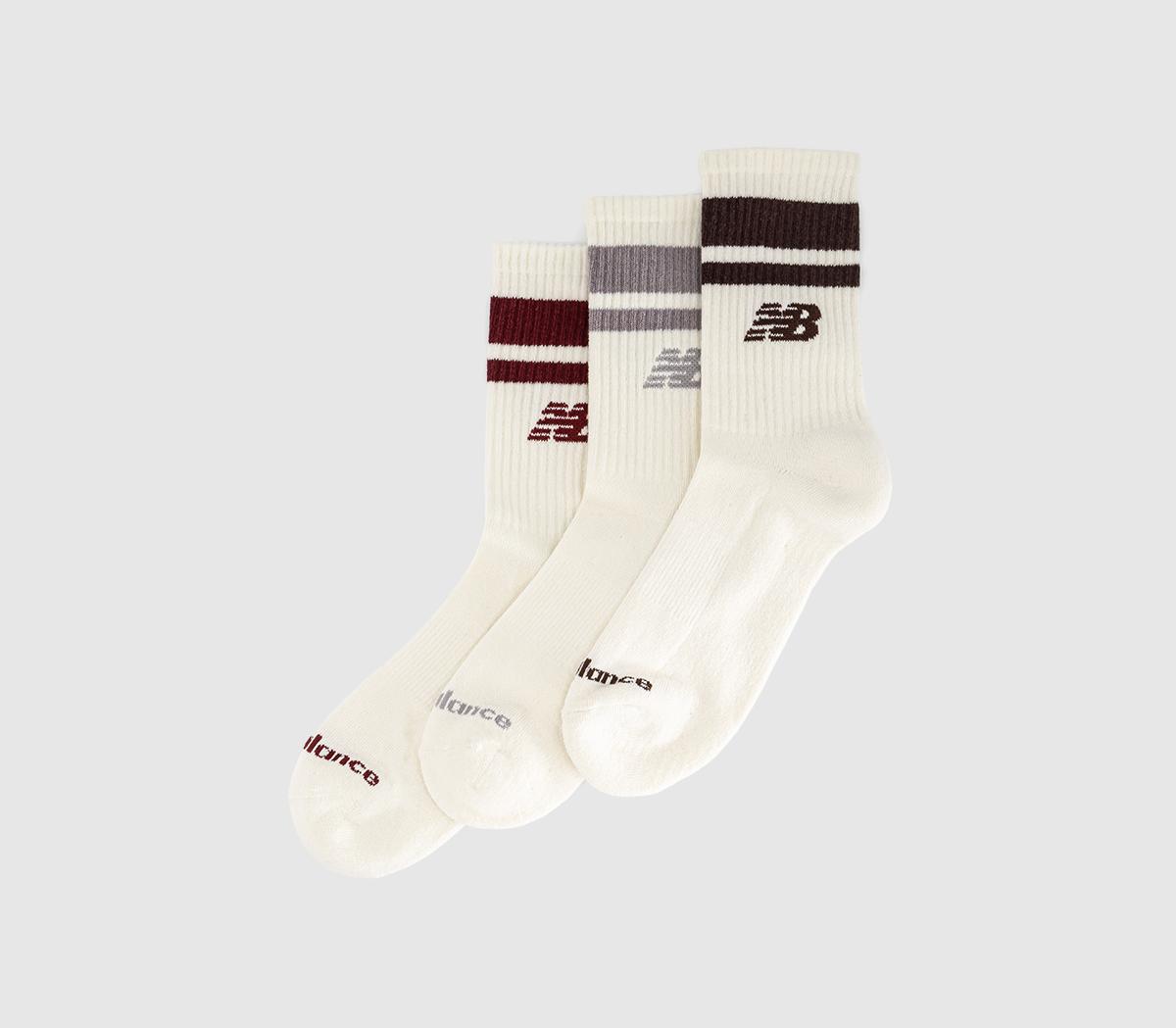 New Balance SocksNb Essentials Line Midcalf 3 Pairs SocksCream Podium Red Truffle Salt Pumpernickel