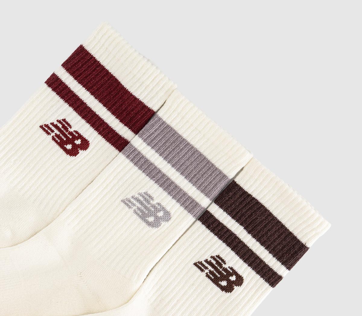 New Balance SocksNb Essentials Line Midcalf 3 Pairs SocksCream Podium Red Truffle Salt Pumpernickel