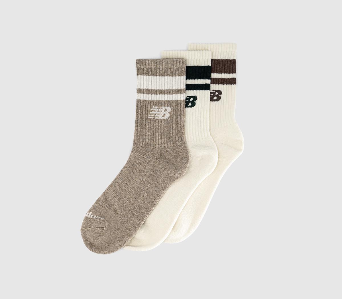 New Balance SocksNB Essentials Line Midcalf 3 Pair SocksCream Green Cortado Stoneware