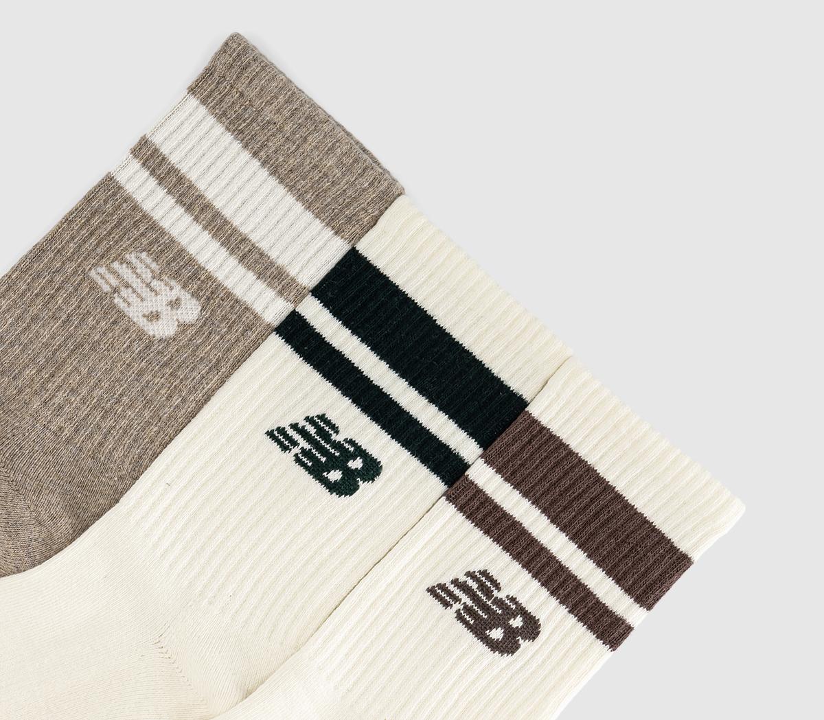 New Balance SocksNB Essentials Line Midcalf 3 Pair SocksCream Green Cortado Stoneware