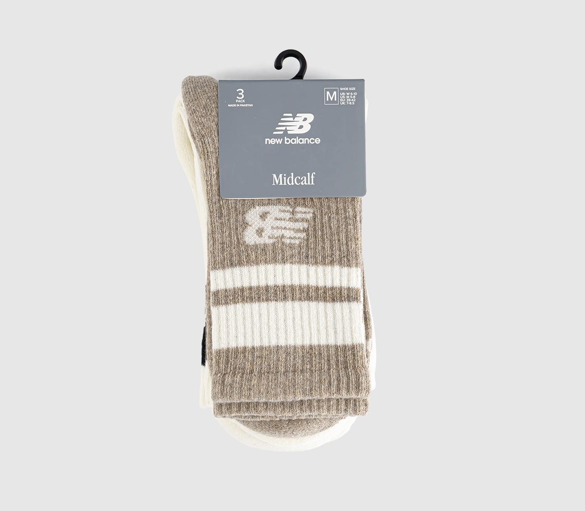 New Balance SocksNB Essentials Line Midcalf 3 Pair SocksCream Green Cortado Stoneware