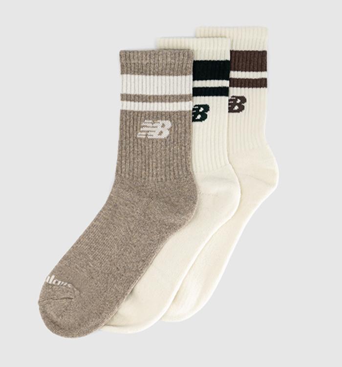 New Balance Socks NB Essentials Line Midcalf 3 Pair Socks Cream Green Cortado Stoneware