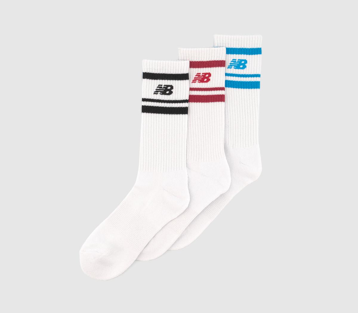 New Balance Socks Nb In-stripe Logo Crew Socks Black Red Blue Stripe, L