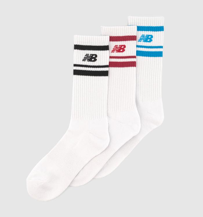 New Balance Socks Nb In-stripe Logo Crew Socks Black Red Blue Stripe