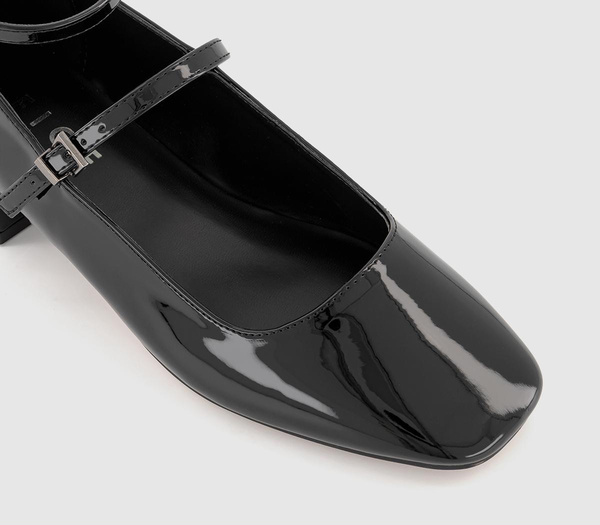 OFFICEMighty Low Block Ankle Strap Mary JanesBlack Patent