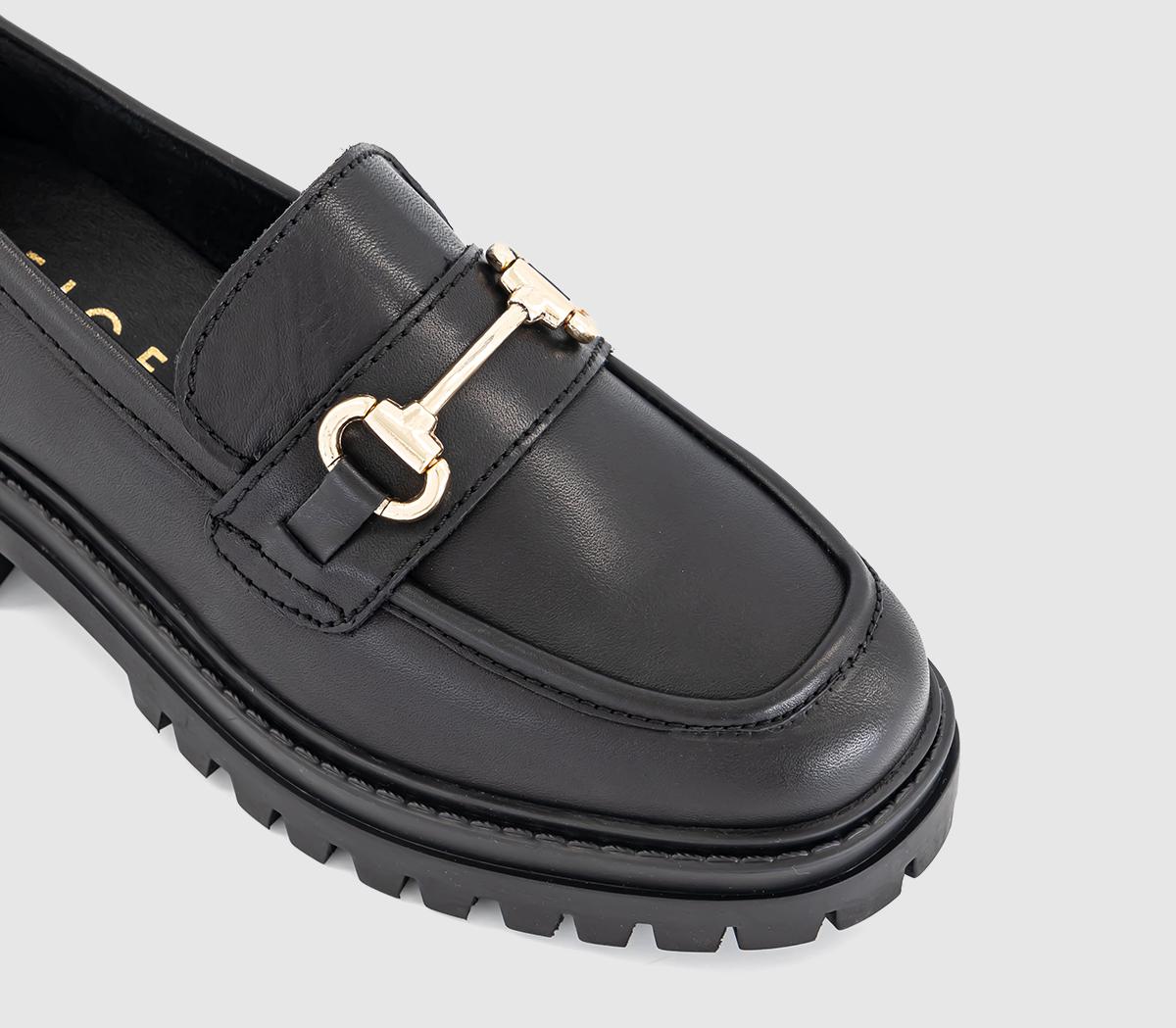 OFFICE Fairhope Chunky Snaffle Trim Loafers Black Leather - Flat Shoes ...