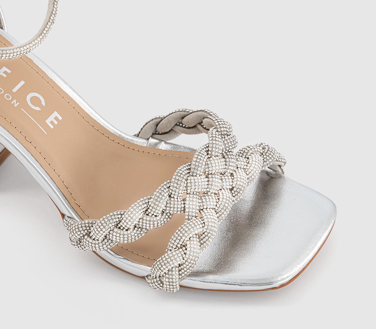 OFFICEMila Embellished Block Heels OFFICEMila Embellished Block HeelsSilver Embellished