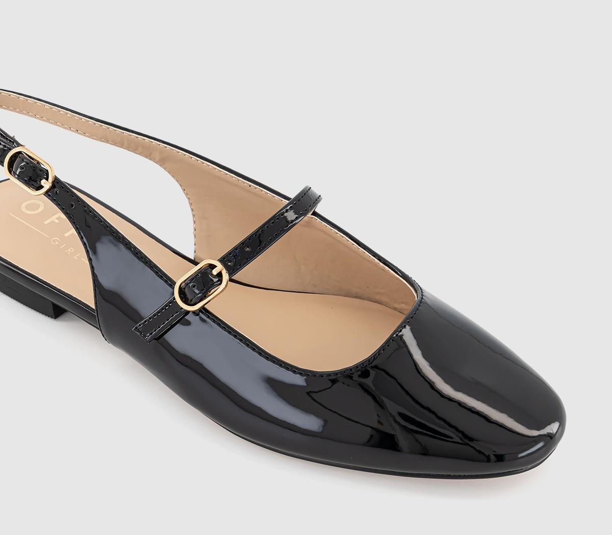 OFFICE Firefly Mary Jane Slingbacks Black Patent - Flat Shoes for Women