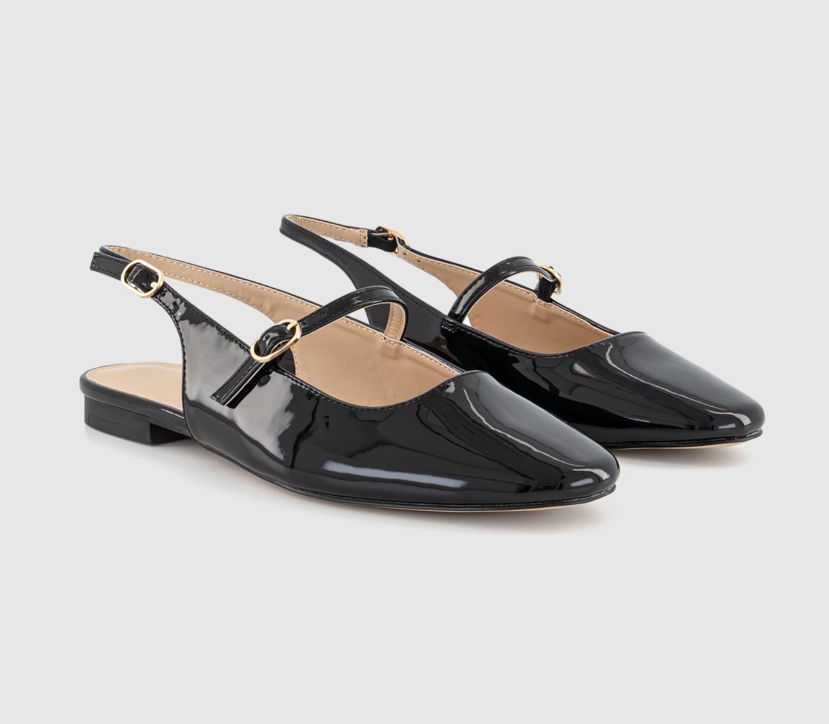 OFFICE Firefly Mary Jane Slingbacks Black Patent - Flat Shoes for Women